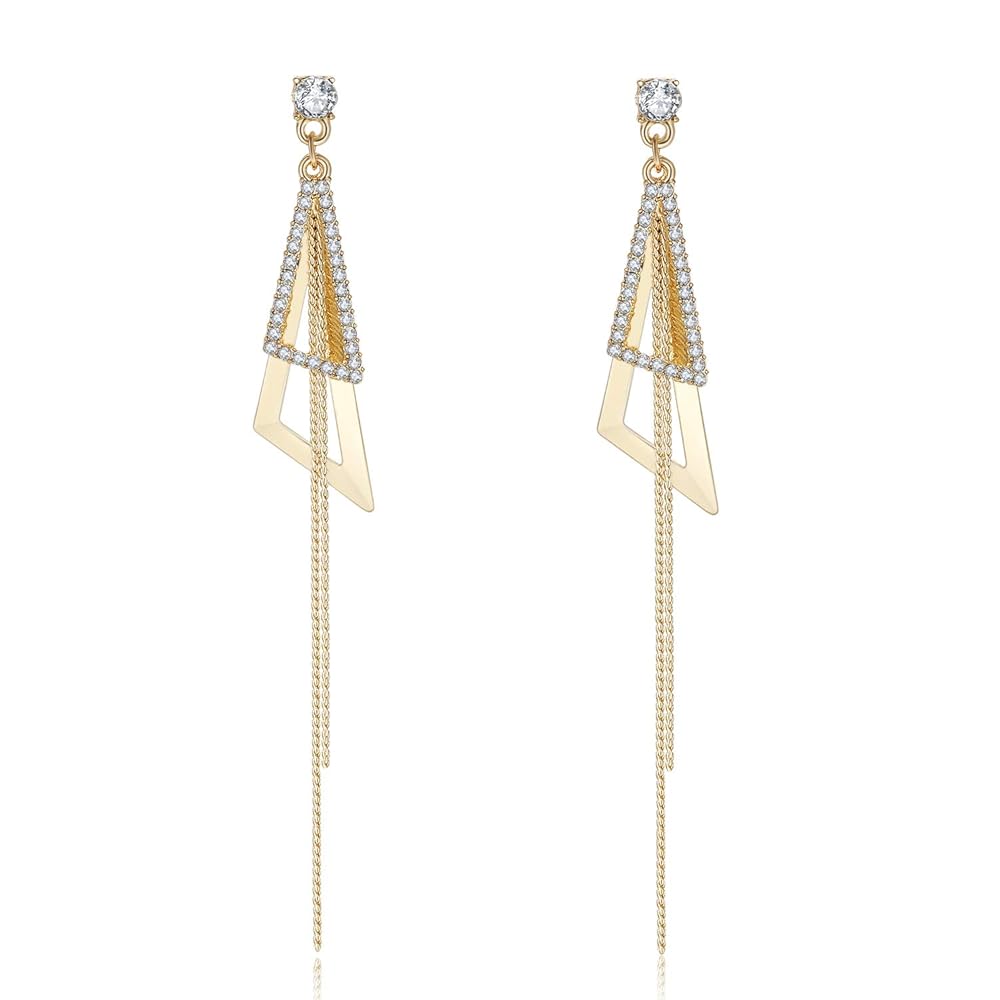 K18　三角 ピアス　ロングピアス　星ピアス Amazon | KRUCKEL 揺れる ピアス イヤリング ロング ゴールド